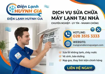 Sửa máy lạnh tại nhà – Có mặt nhanh 30 phút | Điện Lạnh Huỳnh Gia