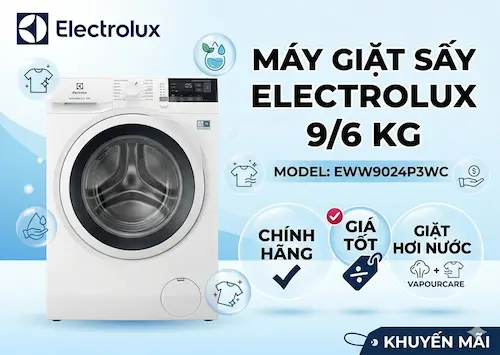 Máy giặt sấy Electrolux 9/6 Kg EWW9024P3WC Chính Hãng