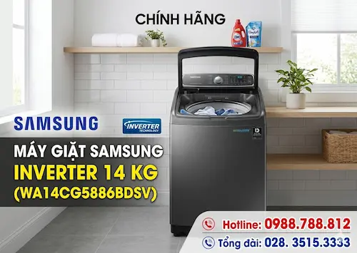 Máy giặt Samsung Inverter 14 Kg WA14CG5886BDSV Chính Hãng